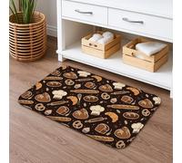 Tapis de bain à séchage rapide sur le thème de la cuisson - Motif rétro marron pâtissier - Absorbant et antidérapant - En flanelle - Lavable - Pour cuisine et salle de bain - 40,6 x 61 cm