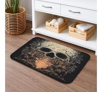 Tapis de bain à séchage rapide sur le thème de la tête de mort, forêt gothique, absorbant, antidérapant, en flanelle, lavable pour salle de bain, toilettes, toilettes, décoration 50,8 x 81,3 cm