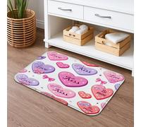 Tapis de bain à séchage rapide sur le thème de l'amour - Motif cœur coloré - Absorbant et antidérapant - En flanelle - Lavable - Pour salle de bain et toilettes - 50,8 x 81,3 cm
