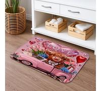 Tapis de bain à séchage rapide sur le thème de l'amour, motif vache mignonne et pêche, absorbant, antidérapant, lavable, pour salle de bain, toilettes, toilettes, 40,6 x 61 cm