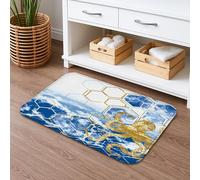 Tapis de bain à séchage rapide sur le thème de l'océan, motif géométrique pieuvre bleu, absorbant, antidérapant, moderne en flanelle, lavable pour salle de bain, toilettes, toilettes, décoration 50,8