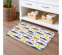 Tapis de bain à séchage rapide sur le thème de l'océan, poisson et étoile de mer, tapis de douche absorbant antidérapant, lavable en flanelle pour décoration de salle de bain, 50,8 x 81,3 cm