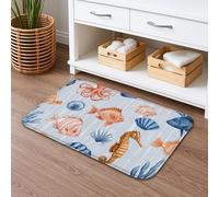 Tapis de bain à séchage rapide sur le thème de l'océan, poissons colorés et coquillages, absorbant, antidérapant, lavable, pour décoration de salle de bain et toilettes, 40,6 x 61 cm