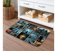 Tapis de bain à séchage rapide sur le thème d'Halloween, motif collage effrayant, absorbant, antidérapant, gothique, en flanelle, lavable pour salle de bain, toilettes, toilettes, décoration 40,6 x 61