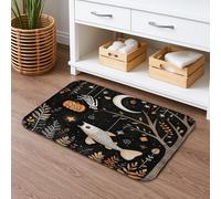 Tapis de bain à séchage rapide sur le thème d'Halloween, motifs artistiques de poissons et de lune, absorbant, antidérapant, lavable en flanelle pour salle de bain, toilettes, toilettes 40,6 x 61 cm
