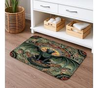 Tapis de bain à séchage rapide sur le thème du dragon, art fantaisie vintage, absorbant, antidérapant, tapis de bain médiéval en flanelle lavable pour salle de bain, toilettes, toilettes, décoration