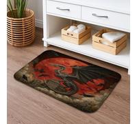 Tapis de bain à séchage rapide sur le thème du dragon - Art gothique fantaisie - Absorbant et antidérapant - En flanelle - Lavable - Pour salle de bain et toilettes - 40,6 x 61 cm