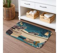 Tapis de bain à séchage rapide sur le thème du raton laveur, motif de forêt fantaisie, absorbant, antidérapant, confortable, en flanelle, lavable pour salle de bains, toilettes, toilettes, décoration
