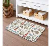 Tapis de bain à séchage rapide sur le thème nautique, bateau vintage et ancres, absorbant, antidérapant, lavable, pour salle de bain, toilettes, toilettes, décoration 40,6 x 61 cm