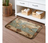 Tapis de bain à thème antique avec carte du monde nautique, antidérapant, lavable en mousse à mémoire de forme pour salle de bain, toilettes, toilettes, décoration 50,8 x 81,3 cm