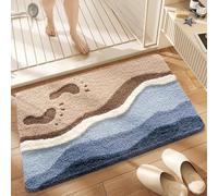 Tapis de bain à thème océan super absorbant, moelleux, antidérapant et lavable en machine, tapis doux pour douche, chambre à coucher, salon (empreinte de pas, 50 x 80 cm)