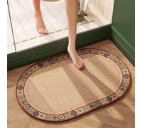 Tapis de Bain Absorbant Antidérapant Diatomite, Tapis de Douche Séchage Rapide Facile à Nettoyer, Sol de Salle de Bain, Baignoire, Toilettes Salon, D'Entrée, Cuisine, Vaisselle Oval 80x150cm 3-1178