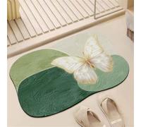 Tapis de Bain Absorbant Antidérapant Diatomite, Tapis de Douche Séchage Rapide Facile à Nettoyer, Sol de Salle de Bain, Baignoire, Toilettes Salon, D'Entrée, Cuisine, Vaisselle Papillon 50x80cm 3-54