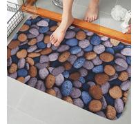 Tapis de bain Absorbant Antidérapant Tapis de bain à motifs de galets Tapis pour salle de bain Salon Cuisine Paillasson, 100x120 cm