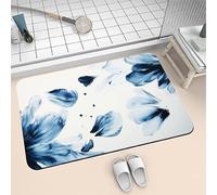 Tapis de Bain Absorbant en Diatomite 100x150cm Stone Tapis Salle de Bain Antidérapant et Séchage Rapide, Ultra Mince Bath Mat Facile à Nettoyer Microfibre Lavable pour Douche Baignoire Encre 6-31