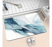 Tapis de Bain Absorbant en Diatomite 120x160cm Stone Tapis Salle de Bain Antidérapant et Séchage Rapide, Ultra Mince Bath Mat Facile à Nettoyer Microfibre Lavable pour Douche Baignoire Encre 6-37