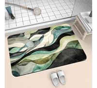 Tapis de Bain Absorbant en Diatomite 70x140cm Stone Tapis Salle de Bain Antidérapant et Séchage Rapide, Ultra Mince Bath Mat Facile à Nettoyer Microfibre Lavable pour Douche Baignoire Encre 6-33