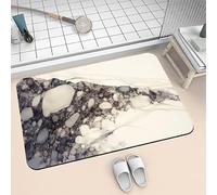 Tapis de Bain Absorbant en Diatomite 70x140cm Stone Tapis Salle de Bain Antidérapant et Séchage Rapide, Ultra Mince Bath Mat Facile à Nettoyer Microfibre Lavable pour Douche Baignoire Encre 6-35