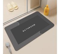 Tapis de Bain Absorbant Séchage Rapide Antidérapant, 70x45cm Gris Foncé | Surface absorbante séchage rapide, dos en caoutchouc antidérapant. Profil fin 3,5 mm.