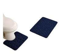 Tapis De Bain Absorbant Tapis de Toilette à Motif de Pierre en Relief, 2 pièces, Tapis de Porte Absorbant l'eau, Tapis antidérapant, Peut Laver la Bande, décoration de la Maison(Dark Blue)