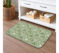 Tapis de bain abstrait vert à séchage rapide, formes organiques modernes, absorbant, antidérapant, lavable pour salle de bain, toilettes, toilettes, 50,8 x 81,3 cm