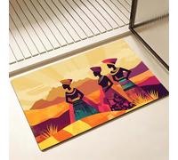 Tapis de Bain Afrique Séchage Rapide 50 x 60 cm, Tapis de Douche Antidérapant, Absorbant l'eau, Anti Odeur, Facile à Nettoyer, pour Douche, Salle de Bain, Paillasson, Chambre et Salon, Femme D-1725