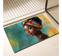 Tapis de Bain Afrique Séchage Rapide 60 x 90 cm, Tapis de Douche Antidérapant, Absorbant l'eau, Anti Odeur, Facile à Nettoyer, pour Douche, Salle de Bain, Paillasson, Chambre et Salon, Femme D-6713