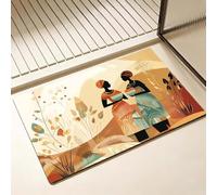 Tapis de Bain Afrique Séchage Rapide 60 x 90 cm, Tapis de Douche Antidérapant, Absorbant l'eau, Anti Odeur, Facile à Nettoyer, pour Douche, Salle de Bain, Paillasson, Chambre et Salon, Femme D-5327