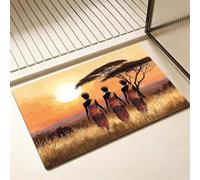 Tapis de Bain Afrique Séchage Rapide 60 x 90 cm, Tapis de Douche Antidérapant, Absorbant l'eau, Anti Odeur, Facile à Nettoyer, pour Douche, Salle de Bain, Paillasson, Chambre et Salon, Femme D-6704