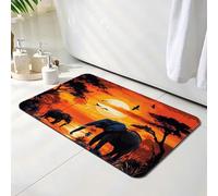 Tapis de Bain Afrique, Tapis de Douche Antidérapant 50 x 60 cm, Séchage Rapide, Absorbant l'eau, Anti Odeur, Facile à Nettoyer, pour Salle de Bain, Paillasson, Chambre et Salon, Éléphant O-2427