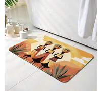 Tapis de Bain Afrique, Tapis de Douche Antidérapant 60 x 90 cm, Séchage Rapide, Absorbant l'eau, Anti Odeur, Facile à Nettoyer, pour Douche, Salle de Bain, Paillasson, Chambre et Salon, Femme O-404