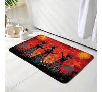 Tapis de Bain Afrique, Tapis de Douche Antidérapant 60 x 90 cm, Séchage Rapide, Absorbant l'eau, Anti Odeur, Facile à Nettoyer, pour Douche, Salle de Bain, Paillasson, Chambre et Salon, Femme O-4724