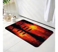 Tapis de Bain Afrique, Tapis de Douche Antidérapant 60 x 90 cm, Séchage Rapide, Absorbant l'eau, Anti Odeur, Facile à Nettoyer, pour Douche, Salle de Bain, Paillasson, Chambre et Salon, Paysage O-4760