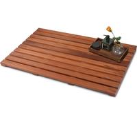 Tapis de bain AIORBER, matériau en teck de haute qualité,tapis de sauna, design antidérapant,design hygiénique aéré,pour bain, douche, sauna 80x50x3cm,Marron