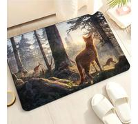 Tapis de Bain Animal Gris Brun Tapis Salle de Bain Doux Microfibre Tapis de Douche Antiderapant Lavable Machine Bath Mat Absorbant d'eau Epais Rug 50x80cm