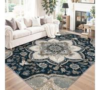 Tapis de Bain Antidérapant 120 x 180 cm - Tapis de Flanelle Douce à Séchage Rapide avec Motif Magnifiques Fleurs symétriques pour Salle de BainCuisine Salon Chambre Sombre