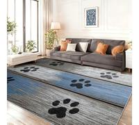 Tapis de Bain Antidérapant 140 x 200 cm - Tapis de Flanelle Douce à Séchage Rapide avec Motif Motif Empreinte de Patte Minimaliste et Frais pour Salle de BainCuisine Salon Chambre Bleu