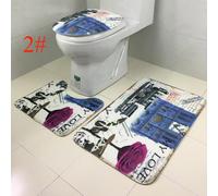 Tapis de bain antidérapant 20 "x 31" + tapis en U 20 "x 16" + housse de siège de toilette 16 "x 16" Tapis de sol Tapis absorbant,Arc de Triomphe bleu