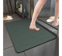 Tapis de bain antidérapant 40 x 60 cm Absent Terre de Diateous Tapis de bain à séchage rapide Idéal pour baignoires, douches et salles de bains Couleur vert foncé naturel