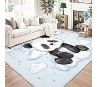 Tapis de Bain Antidérapant 50 x 80 cm - Tapis de Flanelle Douce à Séchage Rapide avec Motif Panda Cartoon et rafraîchissant pour Salle de BainCuisine Salon Chambre Bleu