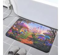 Tapis De Bain Antiderapant 50X80Cm Champignons Roses Et Bleus Microfibre pour Animaux Domestiques Doux,Tapis Bain Antidérapant Absorbant,Lavable en Machine,pour La Salle De Douche