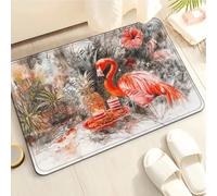 Tapis De Bain Antiderapant 50X80Cm Flamingo Rouge Microfibre pour Animaux Domestiques Doux,Tapis Bain Antidérapant Absorbant,Lavable en Machine,pour La Salle De Douche