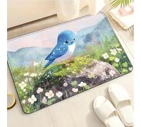 Tapis De Bain Antiderapant 50X80Cm Oiseau Bleu Microfibre pour Animaux Domestiques Doux,Tapis Bain Antidérapant Absorbant,Lavable en Machine,pour La Salle De Douche