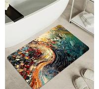 Tapis de Bain Antidérapant 50x80cm Petit Tapis Salle de Bain Diatomite Microfibre, Super Absorbant à Séchage Rapide Bath Mat, Facile à Nettoyer Lavable Rug pour Portes, Baignoire, Douche Été 5-107