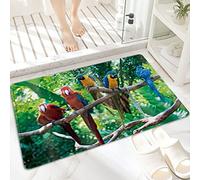 Tapis de Bain Antidérapant 60x100cm,Arbre Branche Perroquet Forêt Perche Oiseaux,Tapis de Sol Lavable en Machine avec Microfibre Douces Absorbant l'eau pour la Baignoire, la Douche et la Salle de Bain