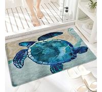 Tapis de Bain Antidérapant 60x100cm,Vie Marine Tortue Mer Bleue Aquarelle Océan ,Tapis de Sol Lavable en Machine avec Microfibre Douces Absorbant l'eau pour la Baignoire, la Douche et la Salle de Bain