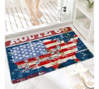 Tapis de Bain Antidérapant 60x100cm,Vintage US Map Route 66 Retro American Flag,Tapis de Sol Lavable en Machine avec Microfibre Douces Absorbant l'eau pour la Baignoire, la Douche et la Salle de Bain