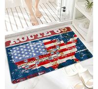 Tapis de Bain Antidérapant 60x100cm,Vintage US Map Route 66 Retro American Flag ,Tapis de Sol Lavable en Machine avec Microfibre Douces Absorbant l'eau pour la Baignoire, la Douche et la Salle de Bain
