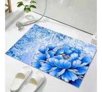 Tapis de Bain Antiderapant 60x90 Bleu de mer Lavable Séchage Rapide