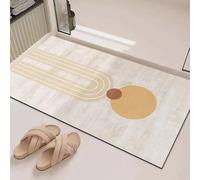 Tapis De Bain Antiderapant 60X90 Cercle Jaune Moderne Tapis Diatomite Salle De Bain Douche Absorbant Lavable Séchage Rapide,Deco Salle Bain pour Portes Salles Bains, Salon Et Cuisine